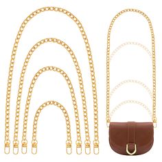 PRICES MAY VARY. 💛[Metal Purse Chains] Our package includes 4 gold replacement purse chains, available in 4 different lengths to meet your varying needs. From 20cm/7.87inch to 120cm/47.24inch, you can easily find the perfect size to replace your aging purse chain. 💛[Premium Material] Made of high-quality metal alloy, our purse chains are strong and rust-resistant. Careful polishing and electroplating treatment ensures a smooth surface that won't easily fade or break. 💛[Comfortable Design] The Diy Handbags, Metal Purse, Gold Purse, How To Make Purses, Metallic Purse, Diy Handbag, Comfortable Design, Chain Extenders, Purse Strap