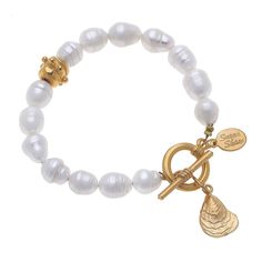 Freshwater Pearl Oyster Shell Bracelet - Horse Country Trading Company Pearl Oyster, Oyster Pearl, Freshwater Pearl Bracelet, Shell Bracelet, Toggle Bracelet, 24kt Gold, Oyster Shell, San Antonio Tx, Toggle Clasp