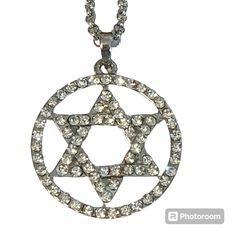 Star of David Necklace Crystal Rhodium Plated 17-19" Sparkly Jewish Zion Jewelry Star Of David Necklace, Star Of David Pendant, Crystal Stars, Necklace Crystal