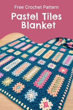 a crocheted blanket with the words pastel tiles blanket on it