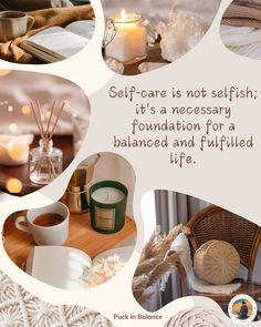 a collage of pictures with candles and other items