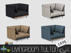 four different types of living room chairs with text overlaying the image and below them