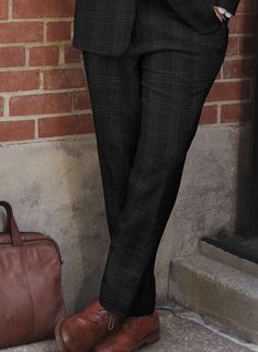 Emulate effortless brilliance in our Highlander Black Tartan Tweed Pants. Meticulously crafted from sumptuous, high-quality tweed, this striking black masterpiece features a timeless plaid pattern that exudes heritage and modern flair. It’s an ideal choice for formal gatherings, elegant soirées, or any occasion you wish to leave a lasting impression.  Look Includes   Highlander Black Tartan Tweed Fabric  Cross Pocket  Flat Front  Two Welted Back Pockets on Trousers    Click 'Customize Now' to modify the look if needed.      Lining: Viscose. Black Tartan, Fabric Cross, Master Tailor, Tweed Pants, Tweed Suit, Tweed Suits, Black Tweed, Button Jacket, Tweed Fabric