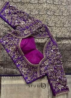 Bridal Designs Blouses, Bridal Muhurtham Blouse Designs, Purple Bridal Blouse, Embroidery Designs Blouses, Wedding Blouses Bridal, Latest Bridal Blouse Designs Heavy Work, Magam Work Blouses Latest, Wedding Blouse Designs Bridal Collection, Net Embroidery Blouse