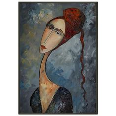 a painting of a woman with red hair