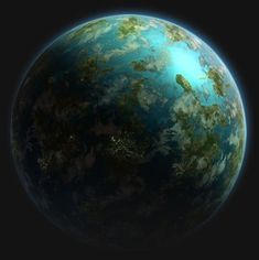 an image of a blue and green planet