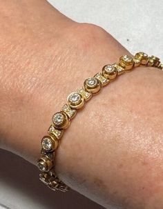 (eBay) Find many great new & used options and get the best deals for 18K YELLOW TENNIS BRACELET DIAMONDS 2.75 TCW. 7 IN. at the best online prices at eBay! Free shipping for many products! Pave Setting, Tennis Bracelet Diamond, Diamond Bracelets, Tennis Bracelet, Ebay Finds, Beautiful Design, Tennis, Charms, Diamonds