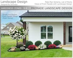 landscape design magazine cover with flowers and shrubs in front of a white house on green grass