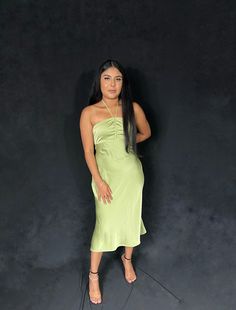 Our Avocado dress is perfect for brunch with your besties or to wear to a fancy dinner. It's a perfectly balanced dress; it's not too long or too short, it's not too basic or too extra ( if that's even a thing). If you're going for a more casual vibe, you can style this midi dress with a pair of white kitten heels and accessorize with silver jewelry. If you prefer a more glammed up look, you can go for a black pair of high heels and accessorize with gold jewelry; if you want to go the extra step Green Mid-length Mini Dress For Spring, Green Maxi Dress For Date Night, Light Green Fitted Dress For Brunch, Chic Light Green Mini Dress For Party, Green Summer Dress For Date Night, Elegant Fitted Light Green Dress, Light Green Sleeveless Maxi Dress For Party, Chic Green Evening Dress, Casual Green Maxi Dress For Date Night