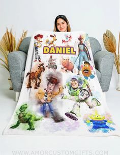 Blankets Personalized Toy Story Character on Film Blanket Toy Story Character, Sandy West, Cartoon Blanket, Toy Story Characters, Present For Grandparents, Custom Baby Blanket, Custom Blanket, Parents Day, Personalized Gifts For Kids