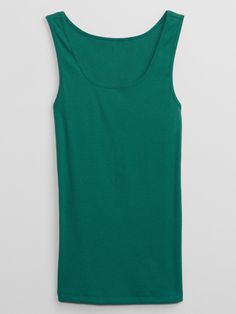 Ribbed Tank Top | Gap Factory Green Seamless Scoop Neck Tops, Green Scoop Neck Tank Top For Everyday, Everyday Green Scoop Neck Tank Top, Green Ribbed Scoop Neck Top, Green Ribbed Crew Neck Tank Top, Gap Logo, Ribbed Tank Top, Ribbed Tank Tops, Ribbed Tank