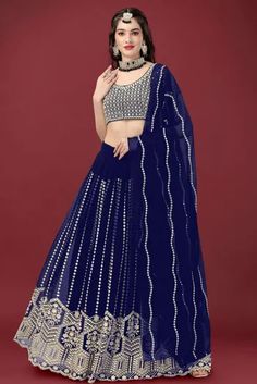 Faux Georgette Embroidery Lehenga Choli In Blue Colour LD05643966 Teal Blue Color, Fabric Butterfly, Georgette Blouse, Catalog Online, Party Wear Lehenga, Stylish Party