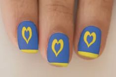 Stand With Ukraine Hearts Nail Art Hearts Nail Art, Stand With Ukraine, Heart Nail Art, Heart Nails, Acrylic Art, Ukraine, Tool Design