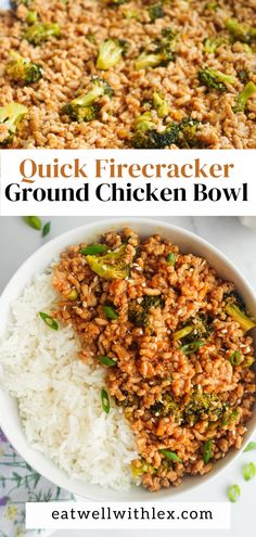 quick ground chicken stir fry with rice Firecracker Ground Chicken Bowls, Weeknight Meals On A Budget, Fire Cracker Ground Chicken, Ground Chicken Slow Cooker, Ground Chicken High Protein Meals, Firecracker Chicken Stir Fry, Ground Chicken Instant Pot, Family Friendly Healthy Dinners