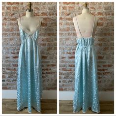 Vintage 80’s Christian Dior Slip Night Gown The Most Beautiful Slip Dress I’ve Ever Laid My Eyes On! The Polka Dots, Amazing Low Back. Pull Over Styling With Attached Tie Back Strings. Lace Trim At Collar And Hem. Icy Blue/Green Teal Color. A Line Shape. Union Made In Usa. Excellent Condition. Super Rare Gem. Size: L (Fits Like A Medium) Measurements (Lying Flat): Pit To Pit: 17” Waist: 24” Hips: Free Length: 45” Condition: Excellent, Like New. No Flaws. Fabric Shows No Signs Of Wear. Dior Dresses, Slip Nightgown, Dior Gown, Dior Vintage, Union Made, Icy Blue, Satin Slip, Teal Color, Teal Colors