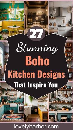 27 Stunning Boho Kitchen Designs That Will Inspire You Yellow Boho Kitchen, No Reno Kitchen Makeover, Kitchen Cabinet Color Ideas Boho, Boho Backsplash Kitchen, Eclectic Kitchen Bohemian, Bohemian Kitchen Ideas, Colorful Boho Kitchen, Kitchy Kitchens