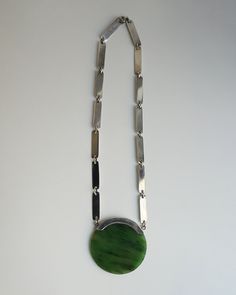 Artisan Silver Necklace With Jade, Handmade Silver Jade Crystal Necklaces, Artisan Silver Jade Necklace, Nickel-free Silver Jade Jewelry, Carved Silver Jade Necklace, Issey Miyake Men, Jade Necklace, Vintage Bags, Chain Pendants