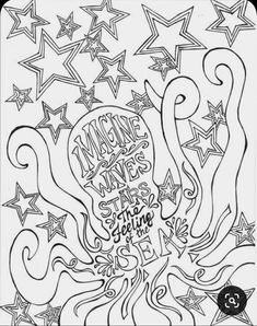 an adult coloring page with stars in the background