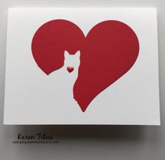 a heart shaped card with a dog's head in the shape of a heart