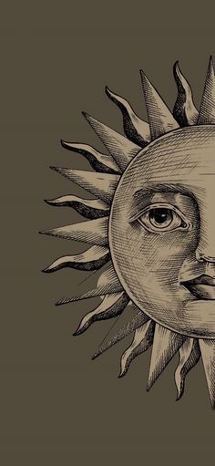 a drawing of the face of a sun