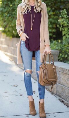 casual fall outfit Teenage Outfits, Outfit Jeans, Cardigan Outfits, Cardigan Fashion, Outfits Women, Casual Fall Outfits, Mode Inspiration, Work Outfits, Fall Winter Outfits