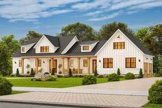 this is an artist's rendering of the farmhouse style house plans for your home