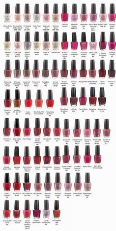 OPI Nail Colors Nail Color Combinations, Colors Chart, Opi Nail Polish Colors, Names List, Nagellack Trends, Pink Names, Paint Colour