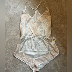 Brand New Fn Romper! Fitted Summer Sleepwear For Relaxation, Lined Summer Sleepwear, Summer Camisole With Lined Body, Lace V-neck Sleepwear For Summer, Summer Lace V-neck Sleepwear, Lace V-neck Summer Sleepwear, Chic Lace Sleepwear For Summer, White Camisole For Relaxation, Chic Sheer Sleepwear For Summer