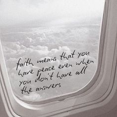 an airplane window with the words i know for sure all of my days are held in your hands