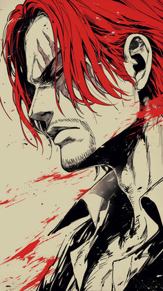 Red haired shanks two toned wallpaper closeup Anime Drawing Books, Anime Wallpaper Phone