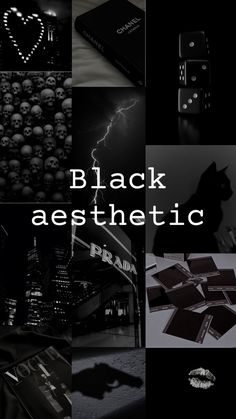 a collage of black and white images with the words black aesthetic