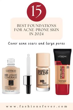 15 Best Foundations For Acne Prone Skin. With acne-prone skin, you require a full coverage foundation that covers up or blurs all the acne scars, blemishes without making your skin appear cakey and which also keeps all the sheen at the bay giving you a natural look. Check out 15 best foundations which also includes drugstore foundation for acne prone skin with details, pros and cons. Acne Makeup, Acne Foundations #acne #foundation #makeup #foundationforacne #acnescars #largepores Clinique Acne, Water Based Foundation