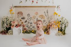 So many faces and so many favorites from this sweet session with gorgeous Dotty! I love when a cake smash set is sooooo pretty that I get to use it more than once! I’ll never stop obsessing over spring flowers! I can honestly say that spring is my favorite season in Montana. Partly because I’m so over winter by the time it gets here 🤣 but mostly because I LOVE the spring greens here! Everything just feels alive in the spring and I am so ready for outdoor sessions! I know fall is so popular fo... Wildflower Birthday Photoshoot, Wild Flower First Birthday Photoshoot, Wild Flower Smash Cake, Wild Flower Photo Backdrop, Wildflower Backdrop, Wildflower Cake Smash Photography, Backdrop Photoshoot, Stop Obsessing, Many Faces