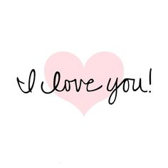 the word i love you written in black ink on a white background with a pink heart