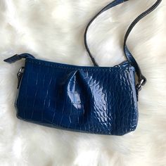 Brand New, Never Used Blue Croc Embossed Wristlet. One Open Compartment With A Zip Top. Blue Adjustable Wristlet For Everyday Use, Cheap Blue Wristlet For Women, Blue Rectangular Wristlet With Removable Pouch, Cheap Blue Women's Wristlet, Adjustable Blue Rectangular Wristlet, Zip Top, Wristlets, Clutches, Bag Lady