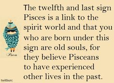 an owl with a hat on its head and the words, the twelfth and last sign pisses is a link to the spirit world and that you who are born under this sign are old