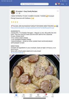 a facebook post with an image of some food on it