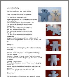 the instructions for crocheted teddy bears are shown