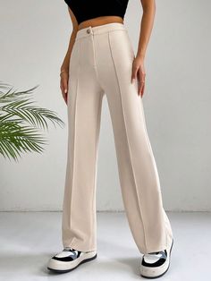 Linen Lounge Pants, Chique Outfit, Style Bleu, Gowns Dresses Elegant, Fashion Sewing Pattern, Straight Leg Trousers, Tailored Pants