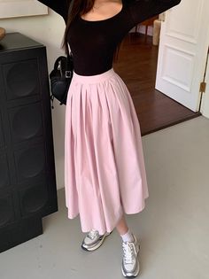 The perfect pink midi skirt for spring! With a pleated flare silhouette, side pockets and concealed back zipper, this skirt mixes and matches easily, and looks cute all day. Lined. S: 25" waist, 29.5" lengthM: 26.5" waist, 29.5" lengthL: 28" waist, 30" lengthXL: 29.5" waist, 30" length Pink Pleated Skirt Outfit Ideas, Plate Skirt Outfit, Feminine Skirt Outfit, Light Pink Skirt Outfit, Pleated Skirt Outfit Spring, Plated Skirt Outfit, Middi Skirt, Pink Maxi Skirt Outfit, Pink Pleated Skirt Outfit