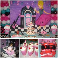 a collage of photos with cakes and decorations