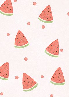 watermelon slices on a white background with polka dots