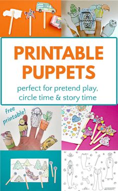 printable puppets perfect for pretend play, circle time and story time with free printables