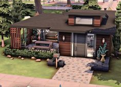 Sims Tiny House, Tiny House Sims 4, Tiny Modern House, Casa The Sims, Sims4 House, Small House Blueprints, San Myshuno, Small Cottage House Plans