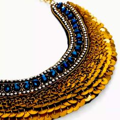 Chico's Corrin Bib Necklace--New With Tag. Condition Is New With Tags. Gold-Tone Sequins, Rich Blue Faux-Gems And Plenty Of Sparklethis Stunning Necklace Does It All. Dimensions: 14.5" In Length, Including Lobster Clasp, Plus 4" Extender Chain. Metal, Glass, Polyester And Cubic Zirconia. Imported. Elegant Blue Chain Necklace For Party, Blue Metal Necklace For Festive Occasions, Blue Beaded Bib Necklace For Party, Blue Jewel Necklaces For Parties, Blue Jeweled Necklaces For Party, Blue Jeweled Party Necklaces, Elegant Blue Bib Necklace For Party, Chicos Jewelry, Stunning Necklace