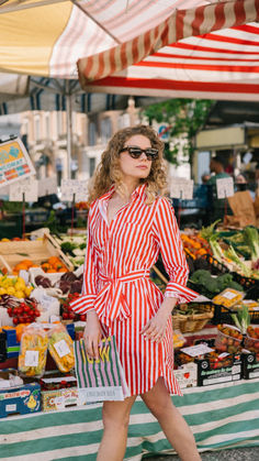 Meet the Retro Stripe print from Katie Kime. This contrast stripe evokes nostalgia through its playful color combinations and classic vibe, adding to the sunny feeling of this fan-favorite pattern. Summer Long Sleeve Shirt Dress With Vertical Stripes, Long Sleeve Shirt Dress With Striped Collar For Summer, Chic Summer Shirt Dress With Vertical Stripes, Striped Shirt Dress For Summer, Striped Shirt Dress For Summer Day Out, Spring Cotton Dresses With Contrast Stripes, Summer Vertical Stripes Shirt Dress For Daywear, Chic Spring Dresses With Contrast Stripes, Retro Striped Spring Dresses