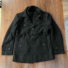 Men's Thermal Single Breasted Wool Blend Coat Peacoat With Detachable Zipper - Black - Xl Fits A Little Smaller, More Like A Large Chest Measures 21 Inches, Length 29 Inches Mens Thermals, Wool Blend Coat, Single Breasted, Wool Blend, Mens Jackets, Jackets & Coats, Man Shop, Zipper, Wool