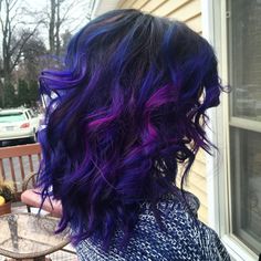 Purple And Blue Hair, Purple Hair Ideas, Summer Hair Styles, Blue Purple Hair, Summer Hair Color Ideas, Galaxy Hair, Galaxy Colors, Long Haircuts, Pinterest Hair