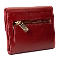 Add a pop of color to your accessories with this mini wallet for women, crafted from smooth and durable red leather Designed as a medium size leather wallet, it strikes the perfect balance between compact convenience and ample storage, making it ideal for everyday use. This snap wallet for women features multiple card slots for organization, a dedicated ID window for quick access, and a secure zippered coin compartment to keep essentials safe. A cute wallet for women, this piece fits comfortably Leather Trifold Coin Purse With Rfid Blocking, Classic Trifold Coin Purse As Gift, Red Trifold Wallet With Interior Card Slots, Trifold Wallet With Rfid Blocking As Gift, Red Trifold Wallet For Daily Use, Small Leather Wallet, Cute Wallets, Rfid Wallet, Keychain Wallet