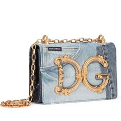 New Dolce & Gabbana Denim Bag Designer Denim Shoulder Bag With Branded Hardware, Luxury Denim Shoulder Bag With Detachable Strap, Luxury Denim Shoulder Bag, Designer Blue Denim Bags, Luxury Denim Rectangular Shoulder Bag, Designer Denim Rectangular Shoulder Bag, Luxury Rectangular Denim Shoulder Bag, Luxury Blue Denim Bag, Blue Denim Evening Bags